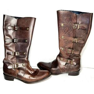 Kenneth Cole NY Brown Leather Equestrian Riding Ride Seek Boots Shoes Women 10 M